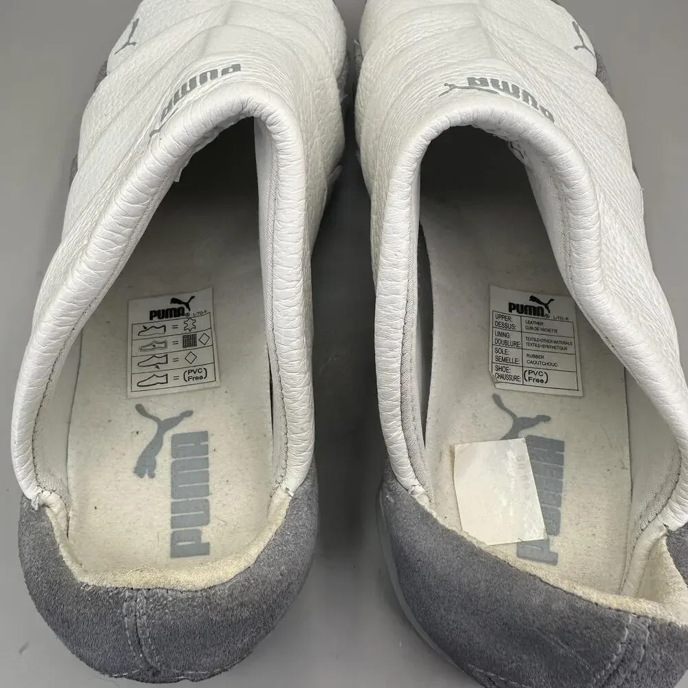 Puma Satori Mens Size 8 White Gray Leather Slip On Casual Sneakers *VERY RARE*
